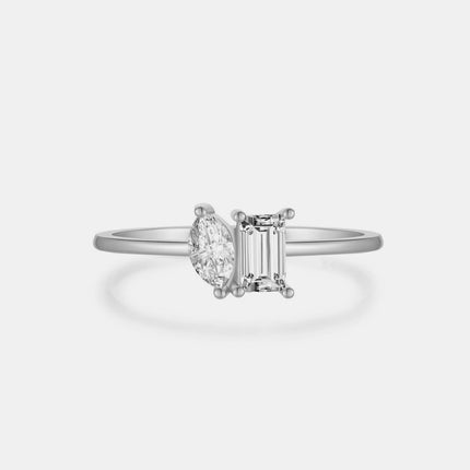 925 Sterling Silver Geometric Zircon Ring