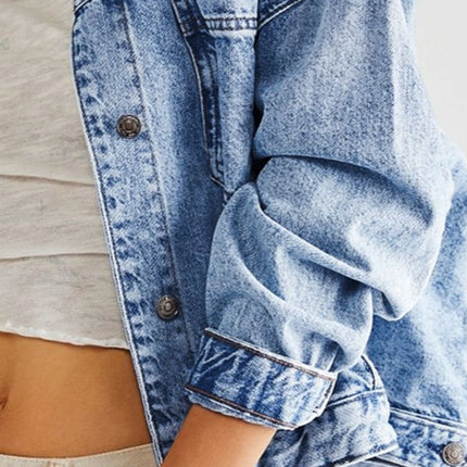 Pocketed Button Up Denim Jacket - Vickie Lynn's