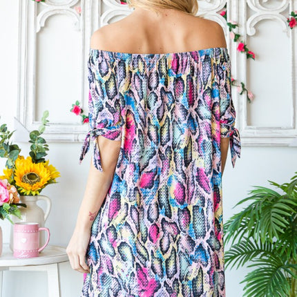 Heimish Full Size Off Shoulder Snake Mini Dress