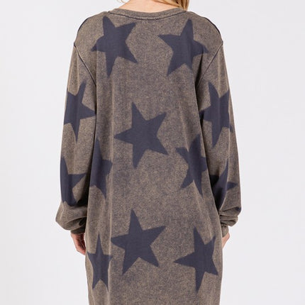 SAGE + FIG Washed Star Print Round Neck Dress