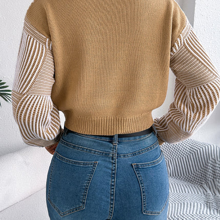 Striped V-Neck Long Sleeve Sweater