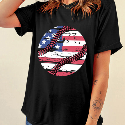 US Flag Round Neck Short Sleeve T-Shirt