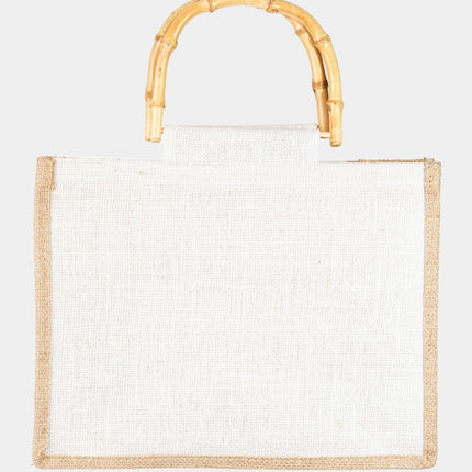 Fame Bamboo Handle Hello Weekend Tote Bag