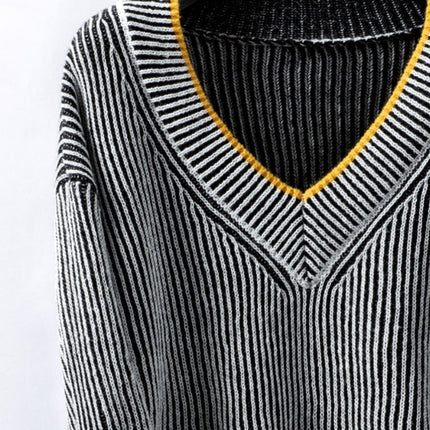 Striped V-Neck Long Sleeve Sweater