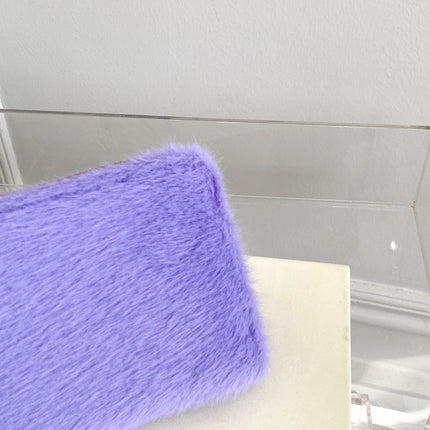 Solid Color Fluff Rectangle Wallet