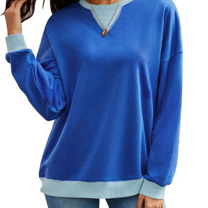 Lovelet Contrast Round Neck Long Sleeve Sweatshirt