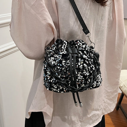 Sequin Drawstring Bucket Bag