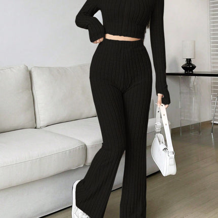 Zip Up Long Sleeve Top and Pants Set