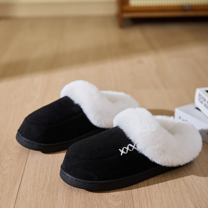 Fluff Trim Round Toe Flat Slippers