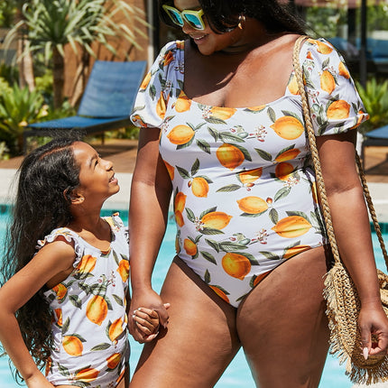 Marina West Swim Float On Ruffled One-Piece in Citrus Orange