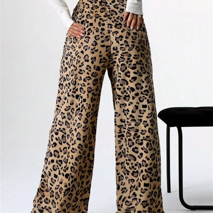 Leopard Wide Leg Plush Pants