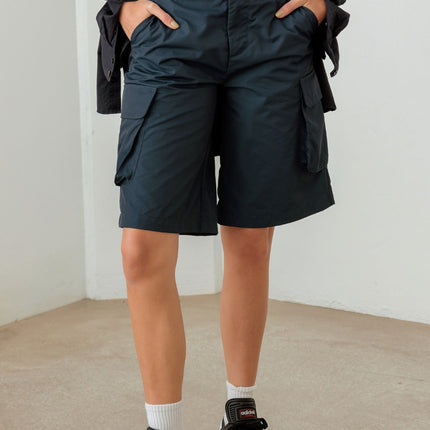 Tasha Apparel Navy Cargo Bermuda Shorts