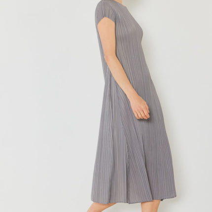 Marina West Swim Pleated Cap Sleeve A-Line Dress