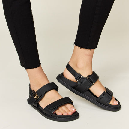 WILD DIVA Velcro Double Strap Slingback Sandals