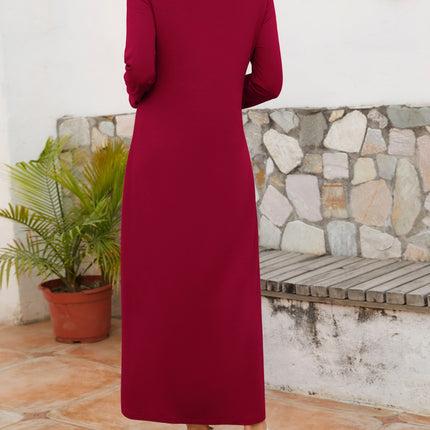 Twisted Round Neck Long Sleeve Dress