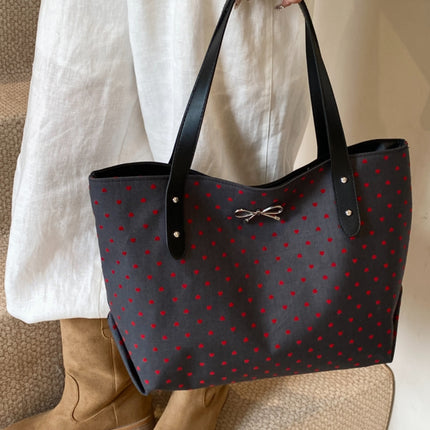 Polyester Bow Polka Dot Tote Bag