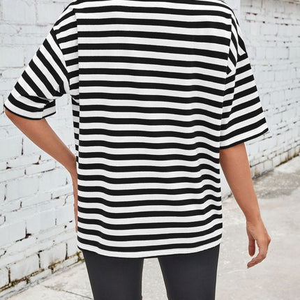 Lovelet Striped Round Neck Half Sleeve T-Shirt