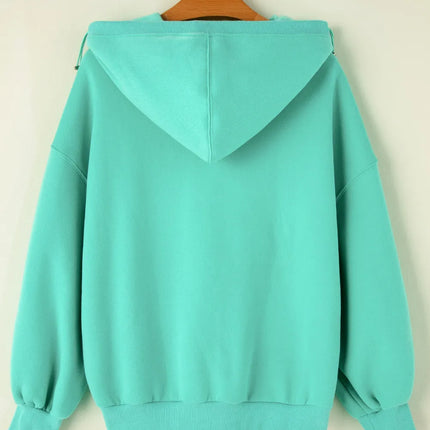 Pocketed Half Zip Long Sleeve Hoodie