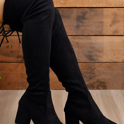 Round Toe Block Heel Boots