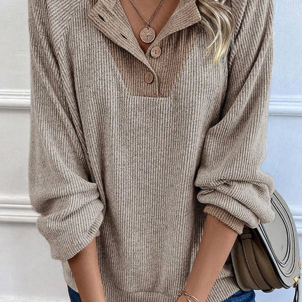 Quarter Buttoned Long Sleeve Blouse