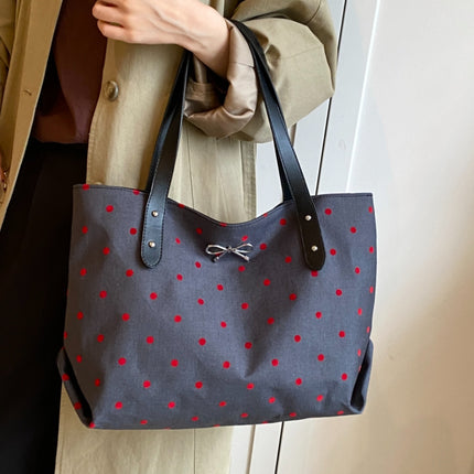 Polyester Bow Polka Dot Tote Bag