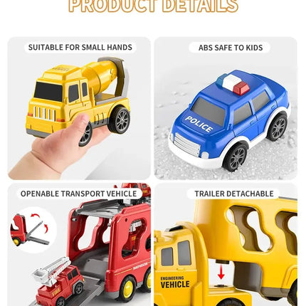 TEMI Diecast Carrier Truck Toys Cars Engineering  Vehicles  Excavator Bulldozer Truck Model Sets Kids Educational Boys For Toys