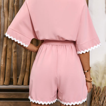 Contrast Trim Half Sleeve Romper