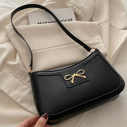 Bow Trim PU Leather Shoulder Bag