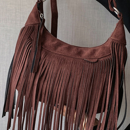 Suede Fringe Adjustable Strap Shoulder Bag