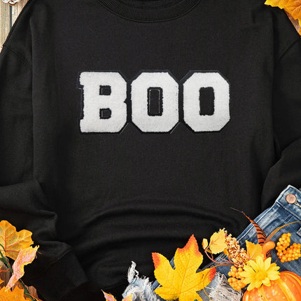 BOO Round Neck Long Sleeve Sweatshirt