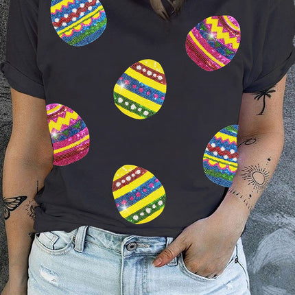 Plus Size Easter Round Neck Short Sleeve T-Shirt