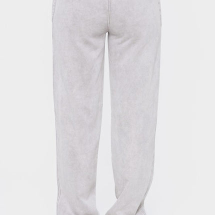 Mono B Elastic Waist Fleece Pants with Pockets