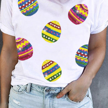 Plus Size Easter Round Neck Short Sleeve T-Shirt