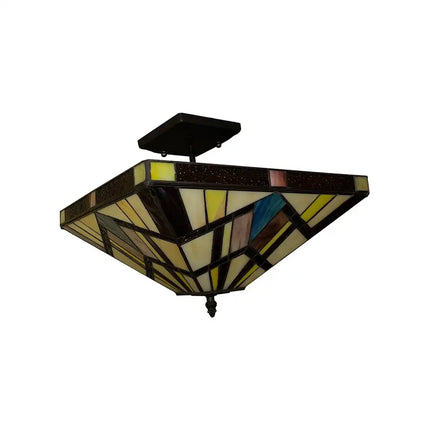 VINCENT Mission Tiffany-style Blackish Bronze 2 Light Semi-Flush 14"