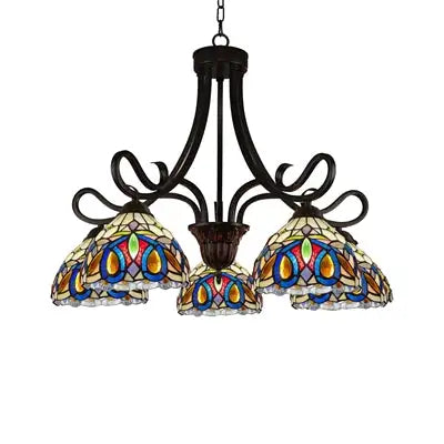 SERENITY Victorian Tiffany-Style Dark Bronze 5 Light Large Chandelier 27" Wide