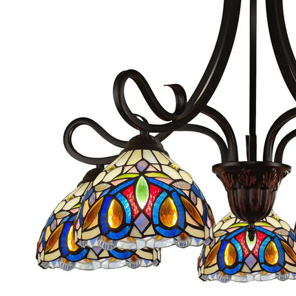 SERENITY Victorian Tiffany-Style Dark Bronze 5 Light Large Chandelier 27" Wide