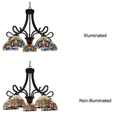 SERENITY Victorian Tiffany-Style Dark Bronze 5 Light Large Chandelier 27" Wide