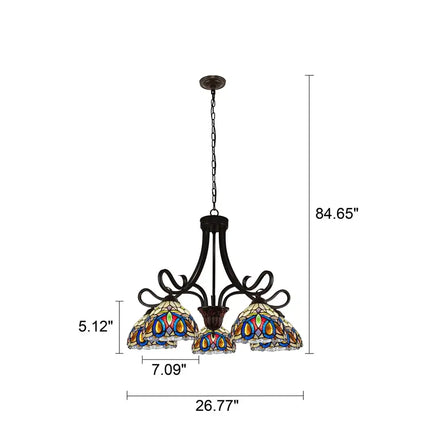 SERENITY Victorian Tiffany-Style Dark Bronze 5 Light Large Chandelier 27" Wide