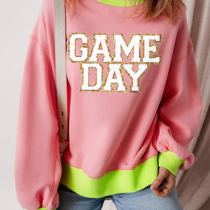 Letter Graphic Round Neck Long Sleeve Sweatshirt