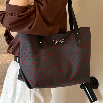 Polyester Bow Polka Dot Tote Bag