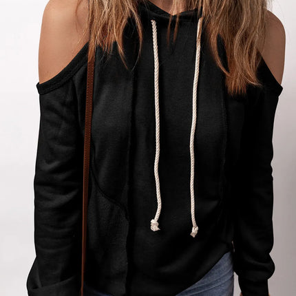 Cold Shoulder Long Sleeve Hoodie