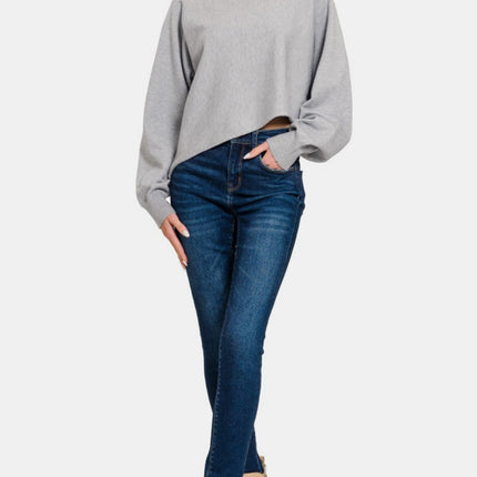 Zenana Asymmetric Hem Long Sleeve Sweater