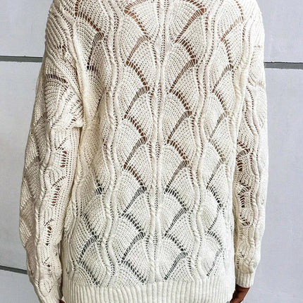 Openwork V-Neck Long Sleeve Sweater