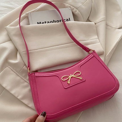 Bow Trim PU Leather Shoulder Bag