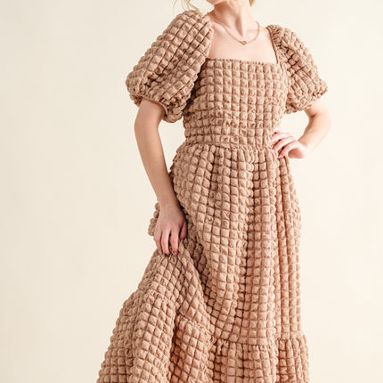 And The Why Full Size Square Neck Puff Sleeve Dress