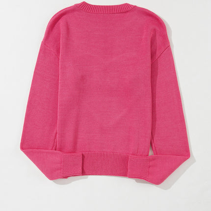 XOXO Round Neck Drop Shoulder Sweater