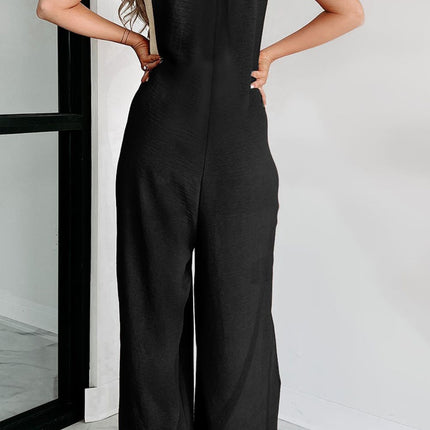 Buttoned Wide Leg Overalls