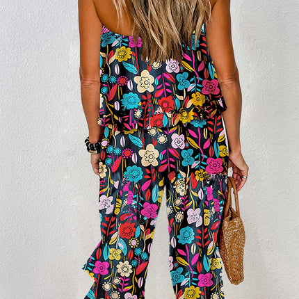 Printed Tube Wide Leg Jumpsuit