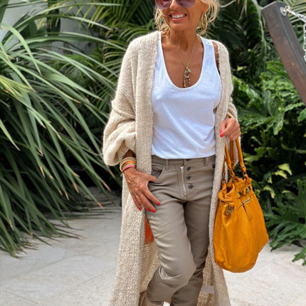 Letter Dropped Shoulder Long Sleeve Cardigan - Vickie Lynn's