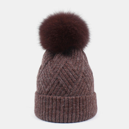 Thermal Knit Hat with Pompom